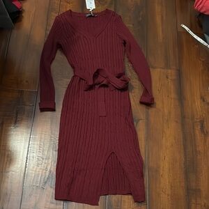 Elegant Burgundy Knit Dress